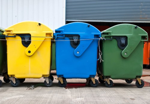 Professional waste management team handling commercial waste